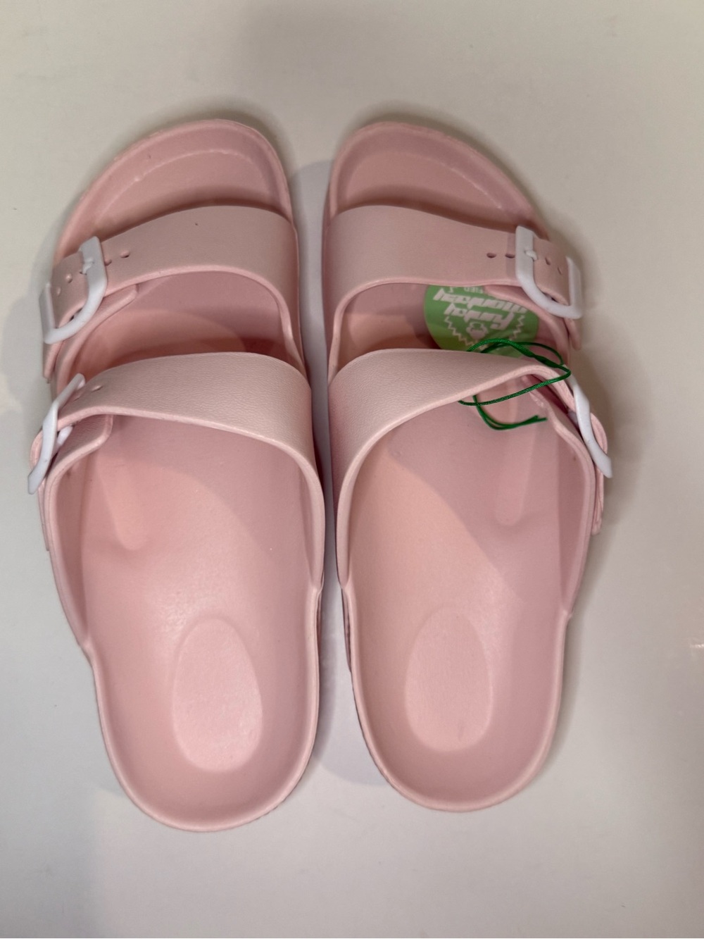 Women's Pink Double-Buckle Slide Sandals